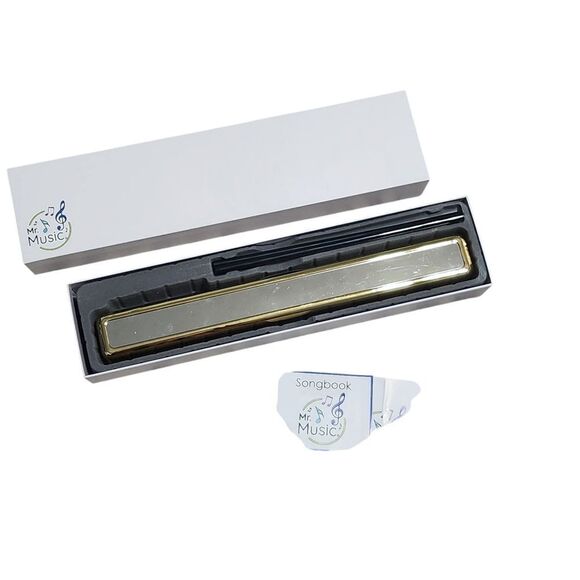 Mr Christmas Music in the Air Instrument with Box Manual Songbook Gold Plastic - Picture 2 of 8